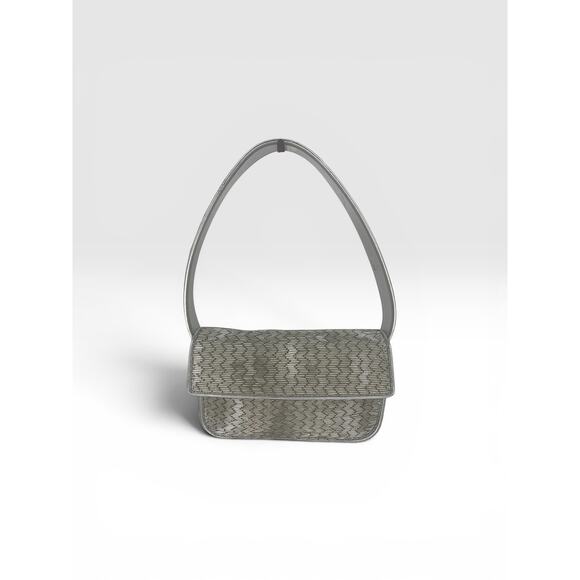 STAUD Handbags - Staud Tommy Silver Beaded Shoulder Bag Metallic Evening Purse